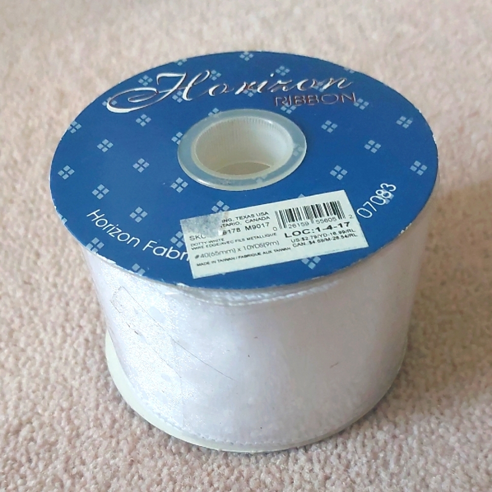 Horizon White Sheer Polka Dot Ribbon
